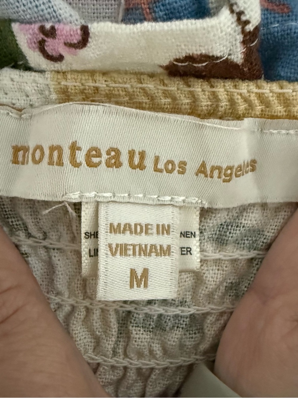 Monteau Los Angeles Patchwork Print Linen Blend Mini Dress Size Medium - Picture 5 of 6